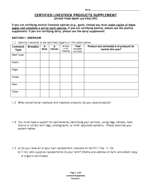Organic Livestock Certification Form