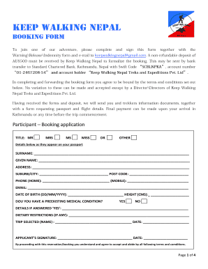 Travel Booking Application Form