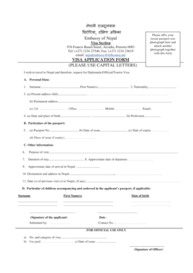 Nepal Visa Application Form