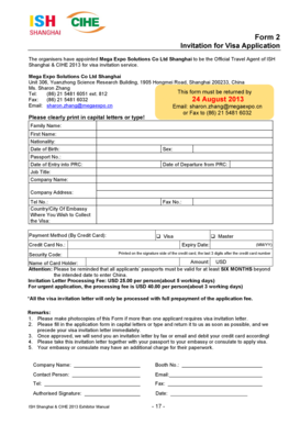 Visa Application Invitation Form