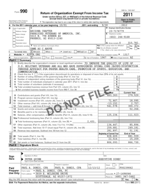Form 990 Return of Organization Exempt From Income Tax 2011