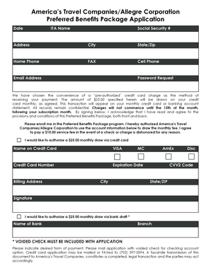 Preferred Benefits Package Application