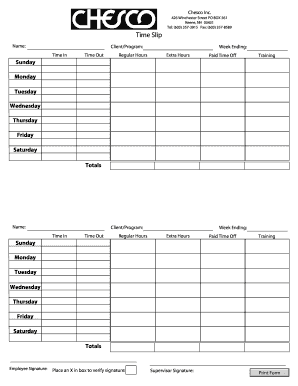 Employee Time Slip
