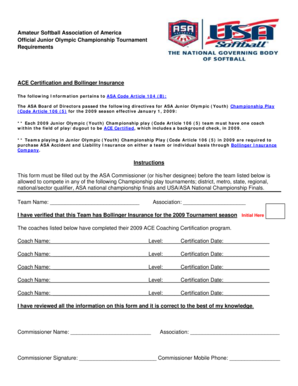 ASA Junior Olympic Championship Requirements Form