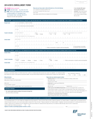 2014/2015 EF Educational Tours Enrollment Form