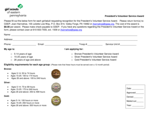 President’s Volunteer Service Award Application Form
