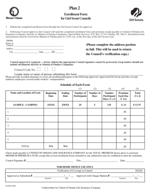 Girl Scout Accident Insurance Enrollment Form