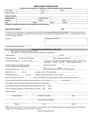 Employment Verification Form