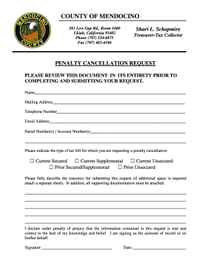 California Penalty Cancellation Request