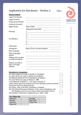 Application for Enrolment