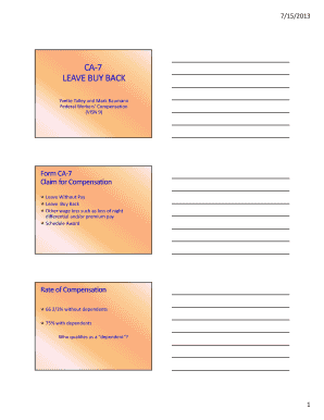 US Federal Workers' Compensation Leave Buy Back Form CA-7