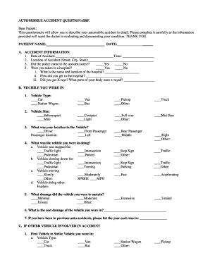 Automobile Accident Questionnaire