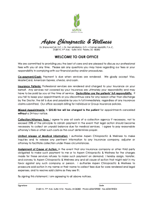 Aspen Chiropractic Wellness Patient Intake Form