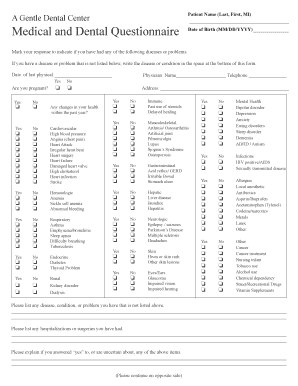 Medical and Dental Questionnaire