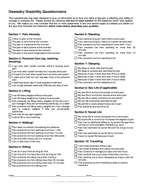 Oswestry Disability Questionnaire