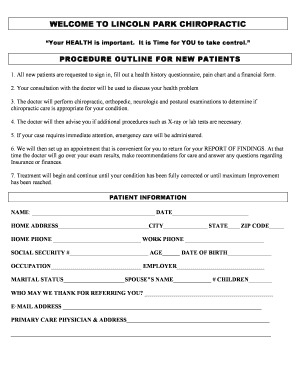 Chiropractic Patient Intake and Consent Form