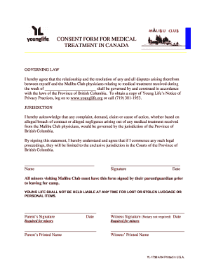 Consent Form for Medical Treatment