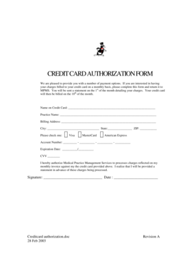 Credit Card Authorization Form