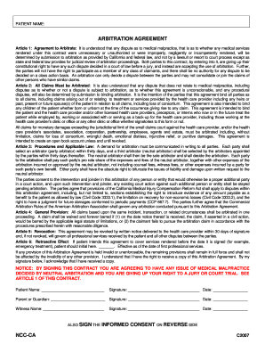 California Medical Malpractice Arbitration Agreement