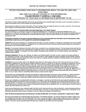 Notice of Privacy Practices for Chiropractic Services