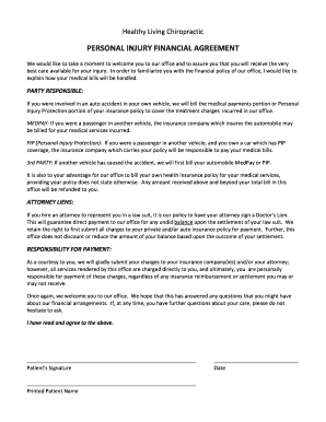 Personal Injury Financial Agreement