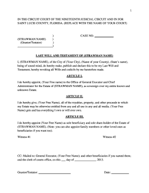 Last Will and Testament Template