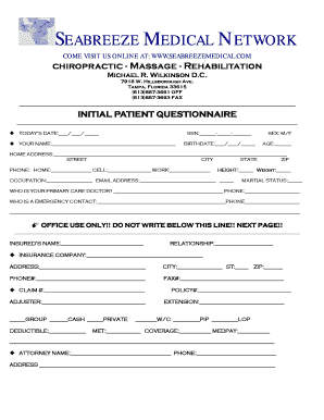 Initial Patient Questionnaire