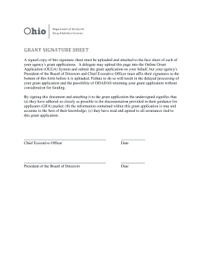 Grant Signature Sheet