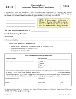 Wisconsin Lottery and Gaming Credit Application