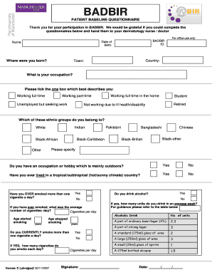 BADBIR Patient Baseline Questionnaire