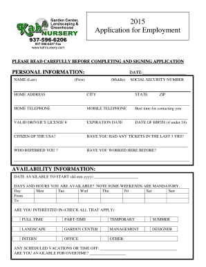 Application for Employment