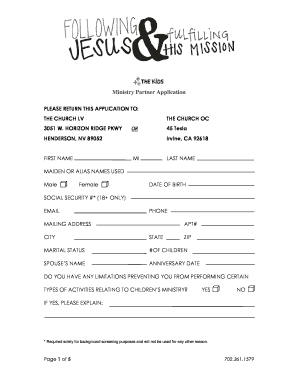 Ministry Partner Application Form