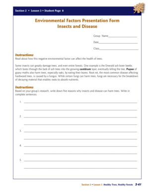 Environmental Factors Presentation Form