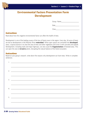Environmental Factors Presentation Form