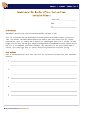Invasive Plants Presentation Form