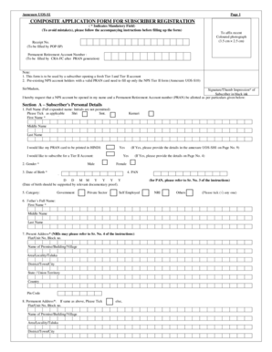 Composite Application Form for Subscriber Registration