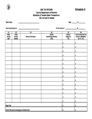 Cook County Use Tax Return Schedule A