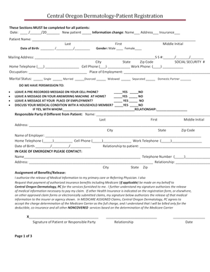 Central Oregon Dermatology Patient Registration Form