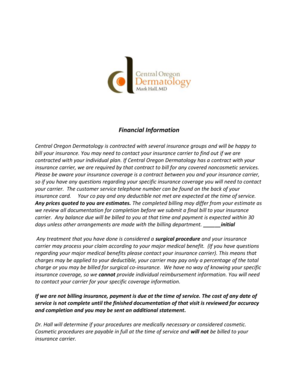 Central Oregon Dermatology Financial Policy
