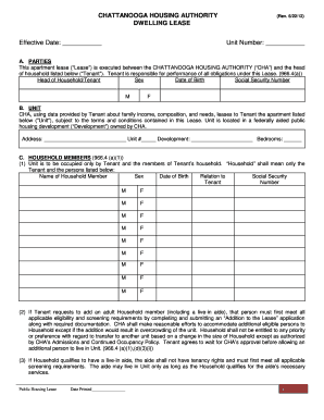 Chattanooga Housing Authority Dwelling Lease