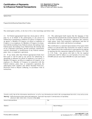 HUD Certification of Payments Form