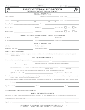 Emergency Medical Authorization Form