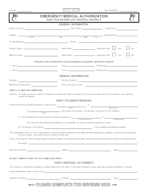 Emergency Medical Authorization Form