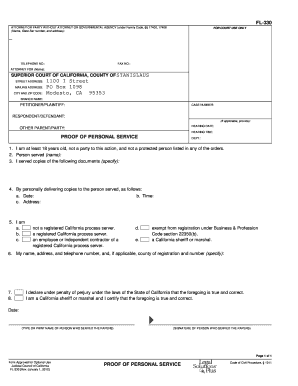 Proof of Personal Service Form