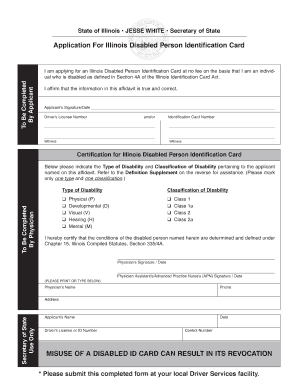 Illinois Disabled Person Identification Card Application