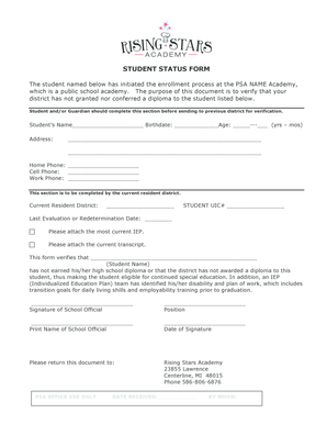 Student Status Form