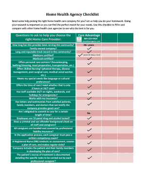 Home Health Agency Checklist