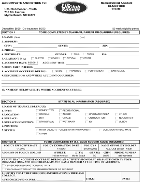 Medical/Dental Accident Claim Form
