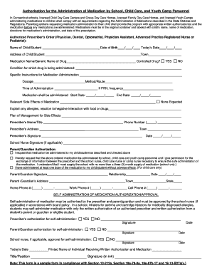 Medication Administration Authorization Form