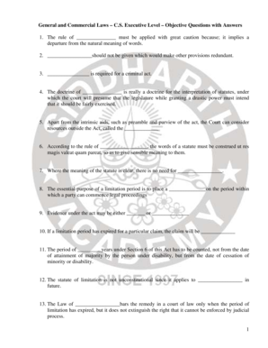 General and Commercial Laws Exam Questions